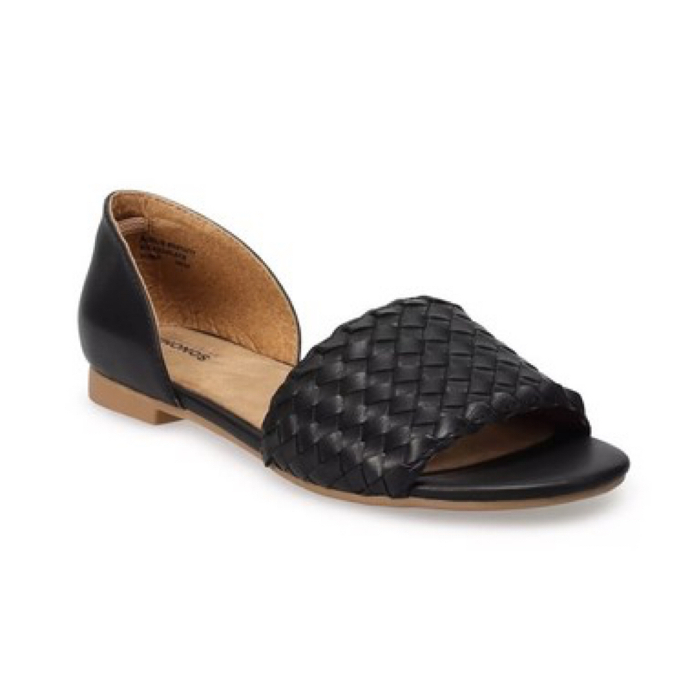 Sonoma Solana Memory Foam Women's Size 9 Black Slip On Open Toe Flats SANDALS